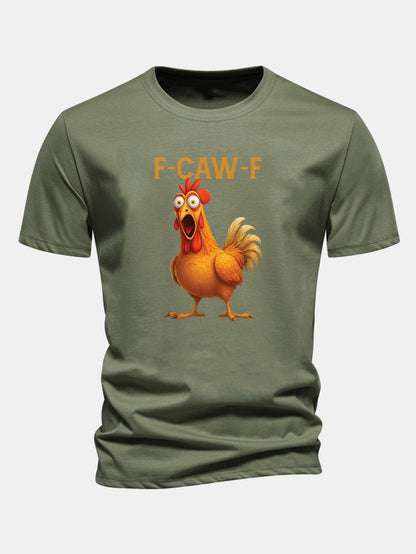 Regular Fit Rooster Print Cotton T-Shirt