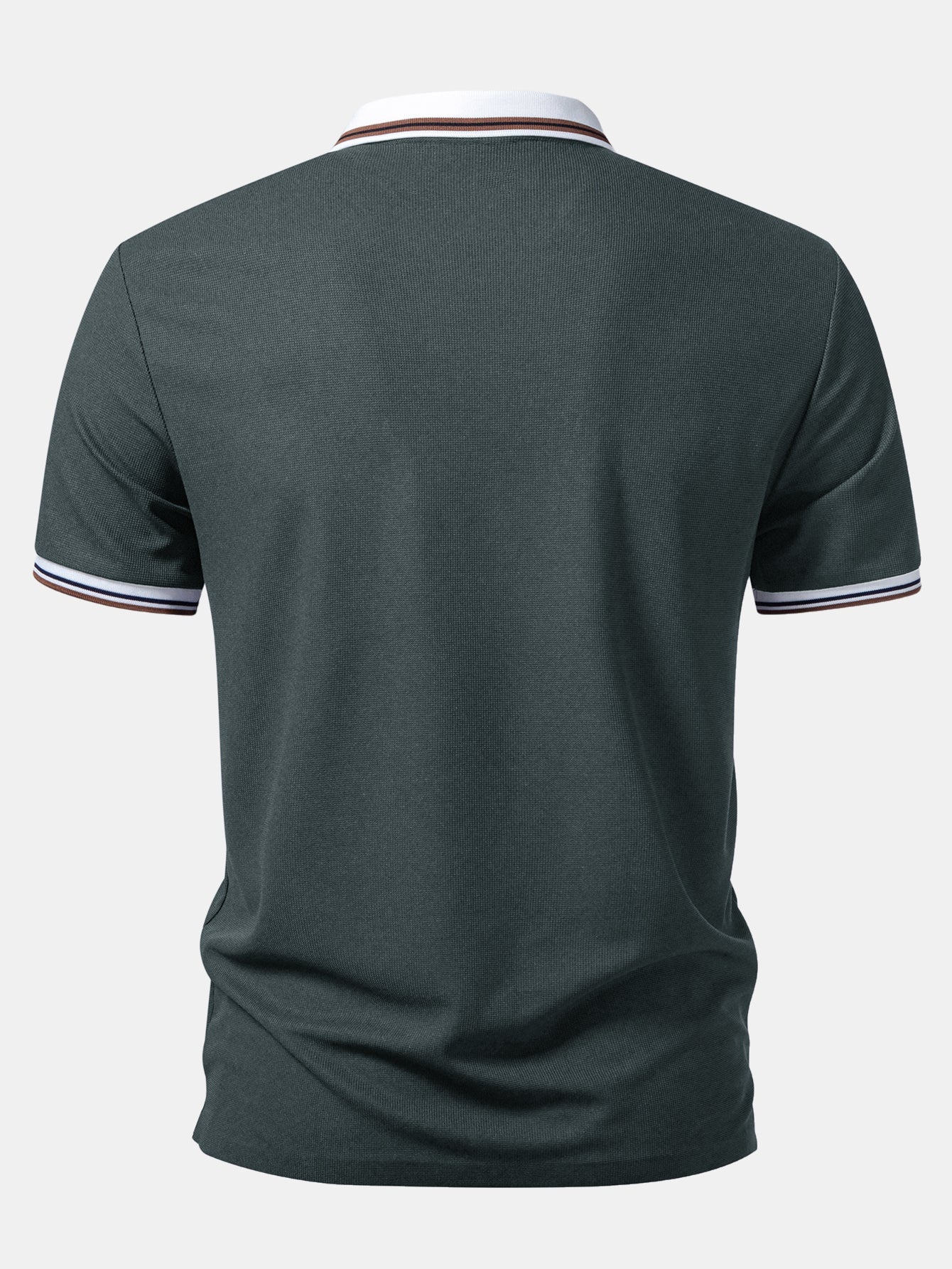 Contrast Trim Waffle Johnny Collar Polo