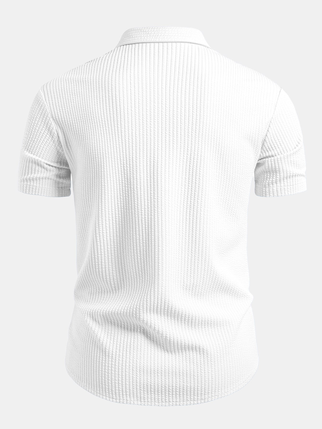 Muscle Fit Ribbed Button Up Shirt