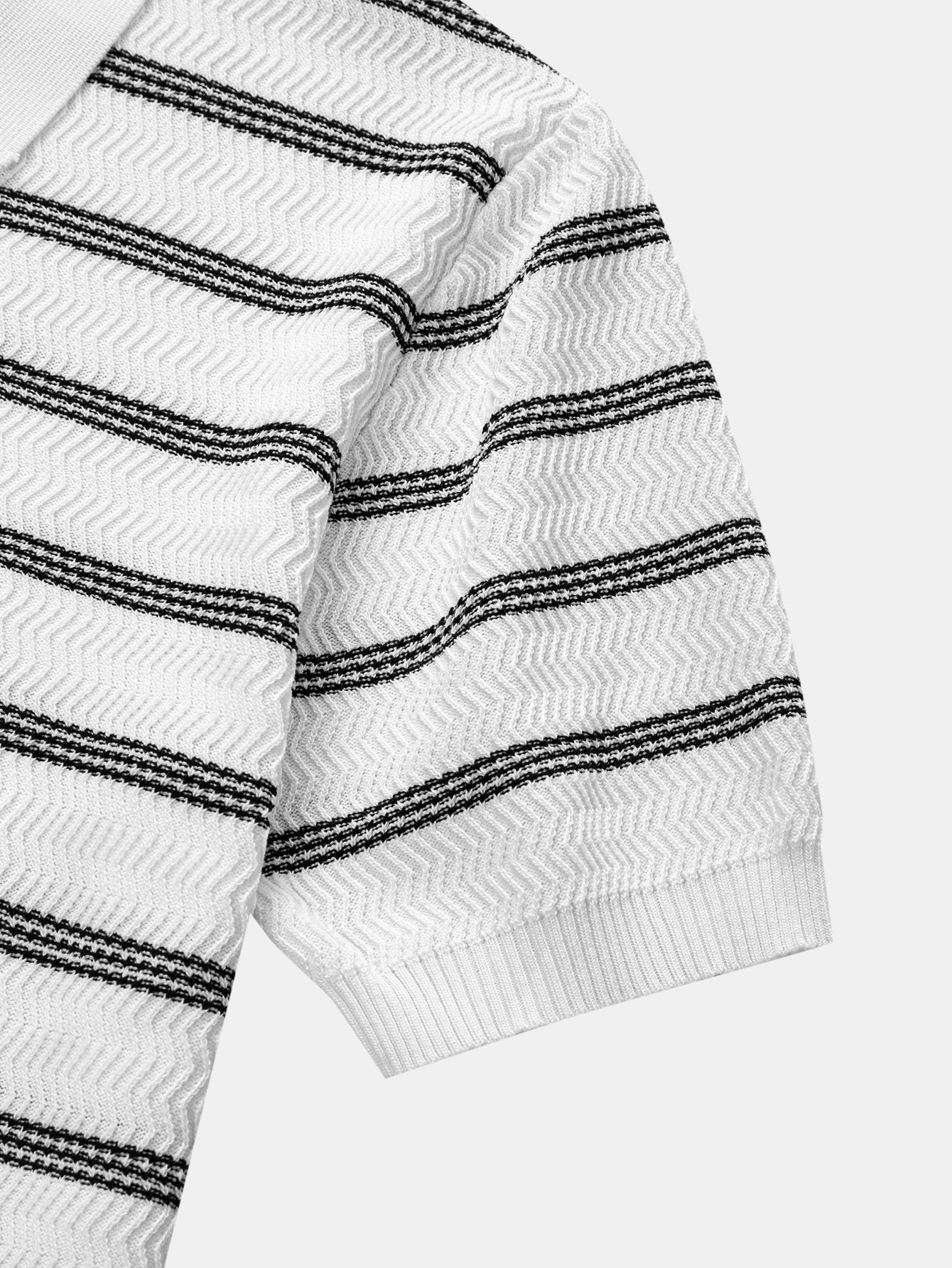 Striped Zipper Knit Polo