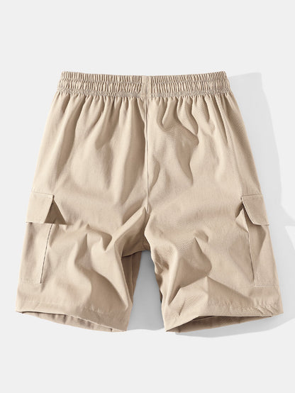 Solid Color Cargo Drawstring Shorts