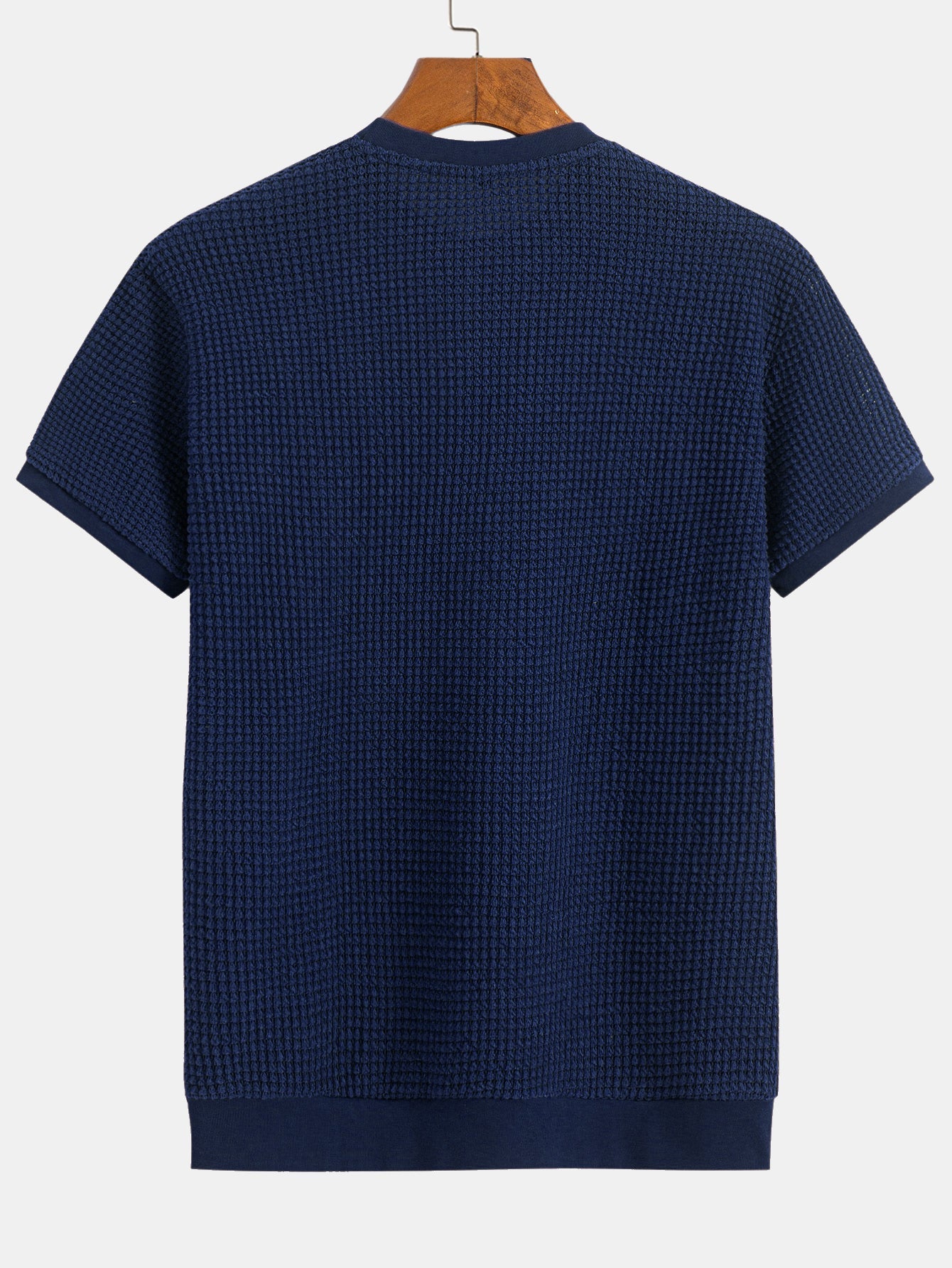 Short Sleeve Waffle Ribbed Hem T-Shirt