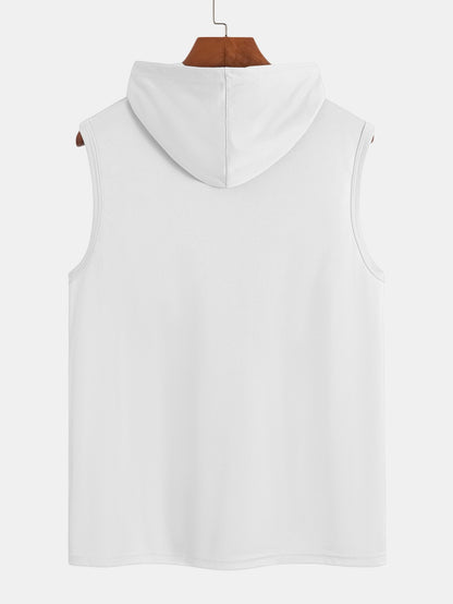 Athletic Mesh Kangaroo Pocket Hooded Tank