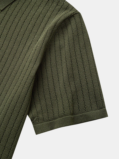 Johnny Collar Open Knit Polo