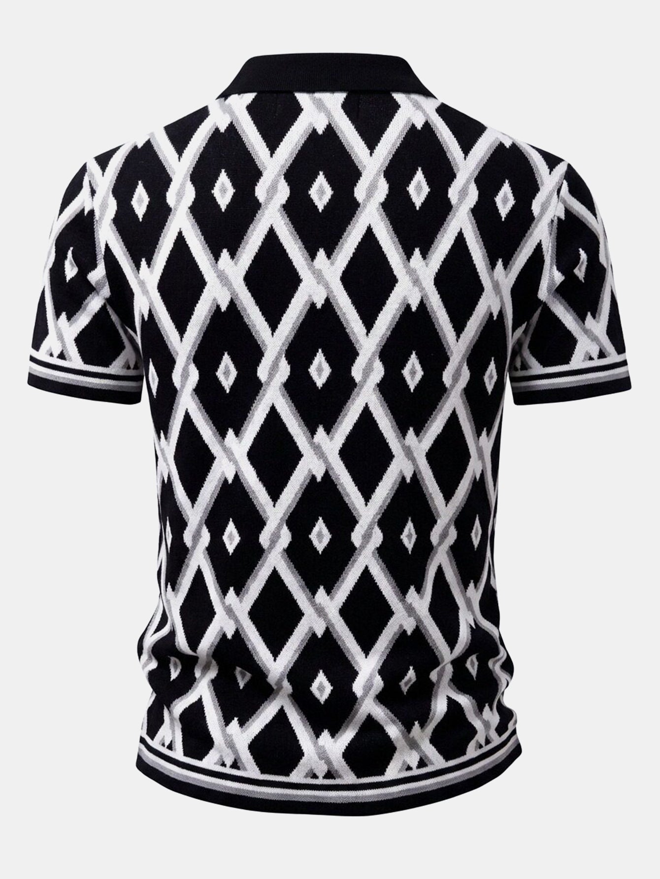 Retro Rhombus Geometric Knit Shirt