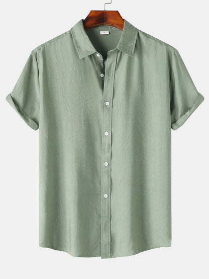 Short Sleeve Textured Button Up Shirt