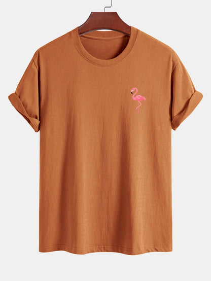 Regular Fit Flamingo Print Cotton T-Shirt