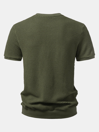 Short Sleeve Waffle Ribbed Hem T-Shirt