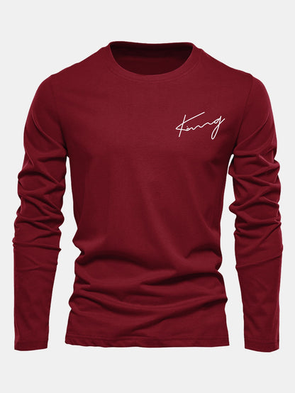 Long Sleeve King Print Cotton T-Shirt