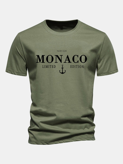 Regular Fit Monaco Slogan Cotton T-Shirt