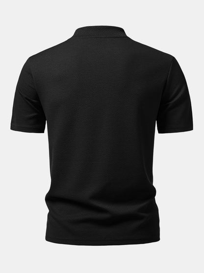 Textured Mock Neck T-Shirt