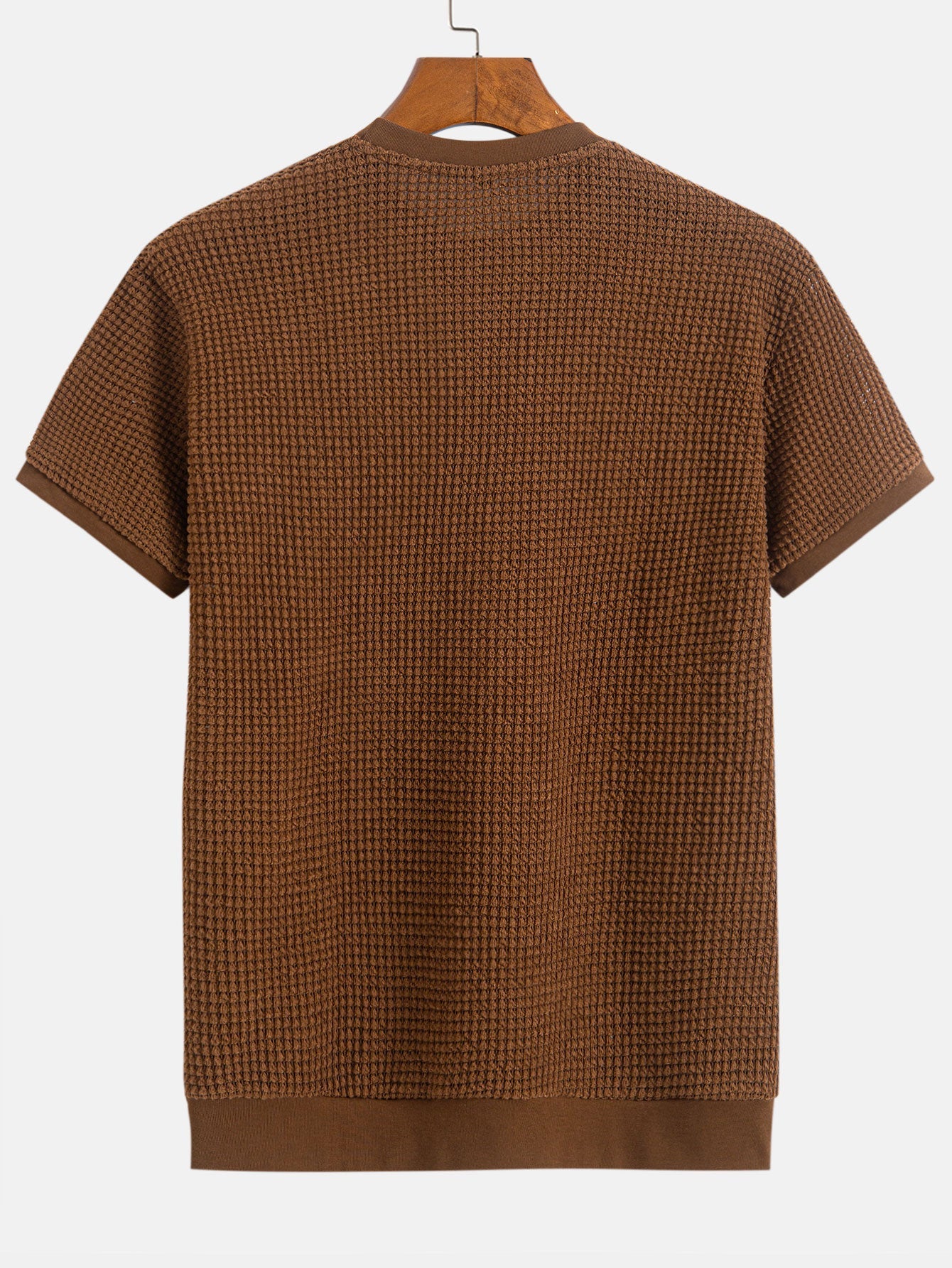 Short Sleeve Waffle Ribbed Hem T-Shirt