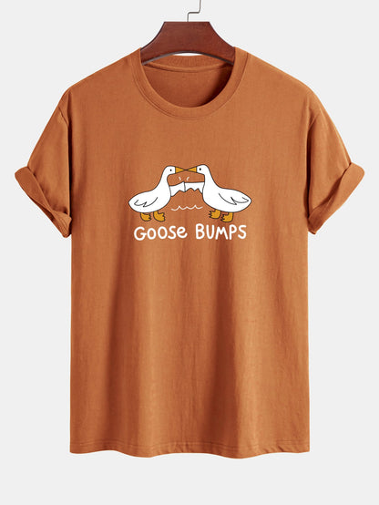 Regular Fit Goose Fist Bump Print Cotton T-Shirt