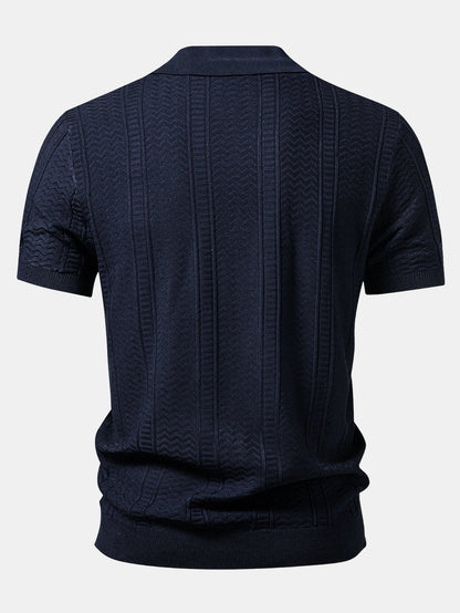 Geometric Jacquard Knit Polo