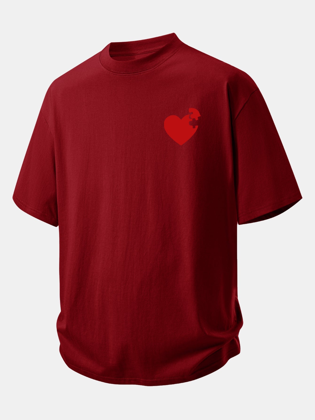Relax Fit Heart Puzzle Print Cotton T-Shirt