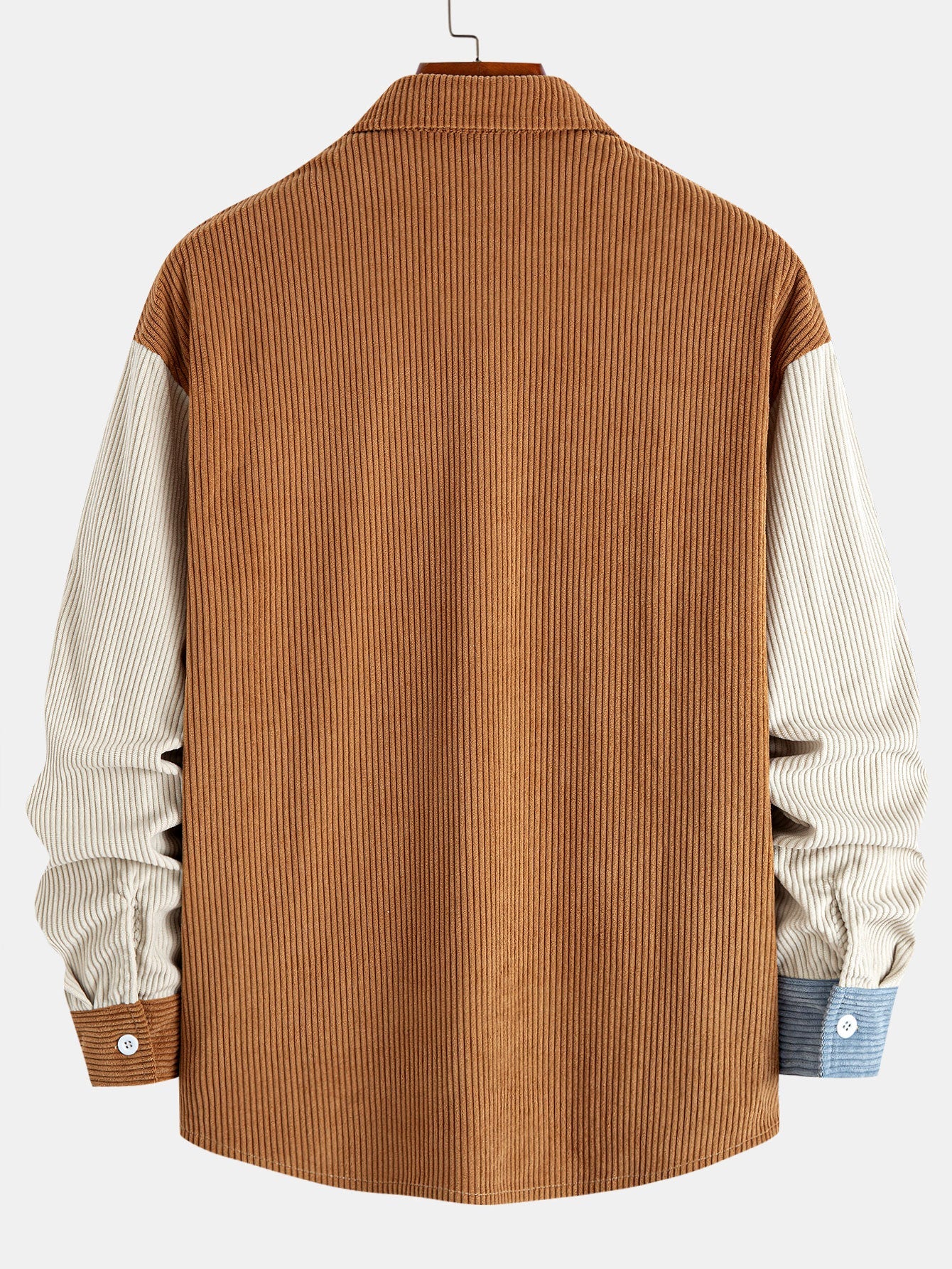 Relax Fit Color Block Corduroy Button Up Shirt