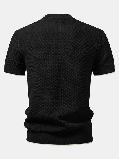 Contrast Trim Textured Knit T-Shirt