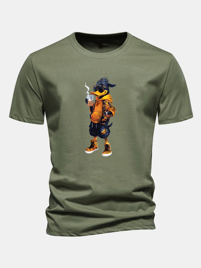 Regular Fit Carton Duck Print Cotton T-Shirt