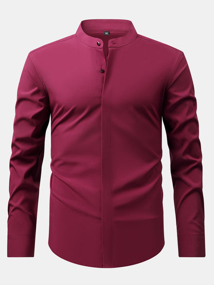 3 Pieces Non-Iron Hidden Placket Stand Collar Dress Shirt