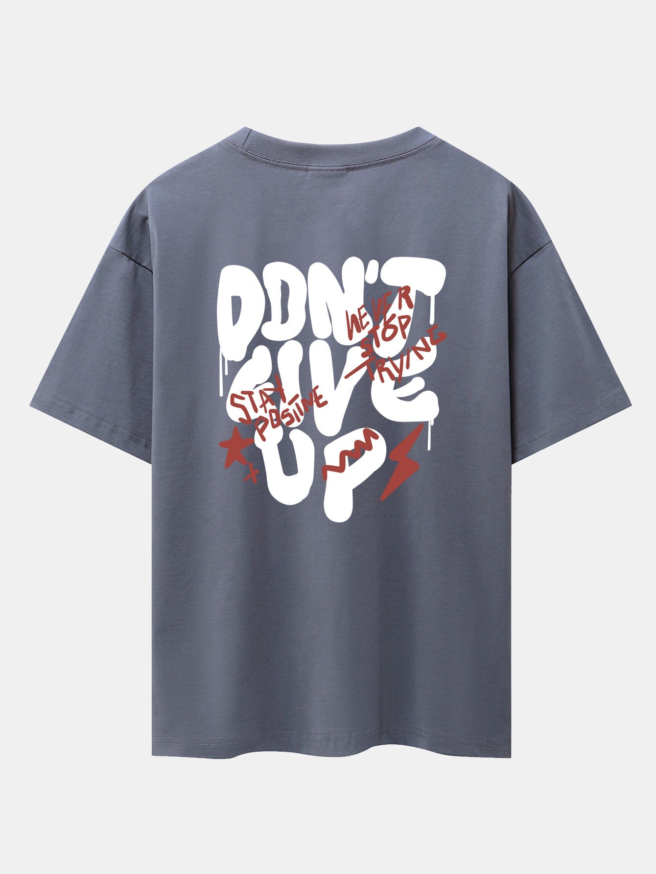 Don't Give Up Print Drop Shoulder Oversize T-Shirt