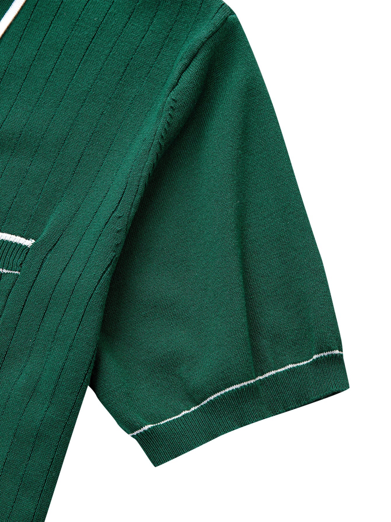 Contrast Trim Ribbed Knit Shirt