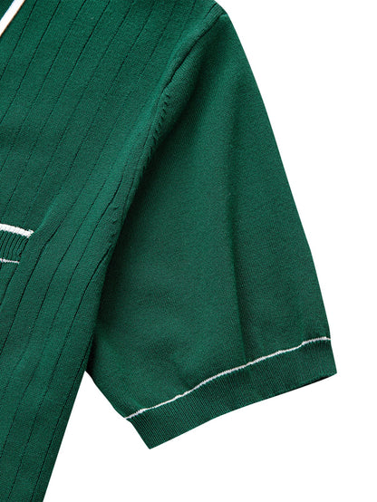 Contrast Trim Ribbed Knit Shirt