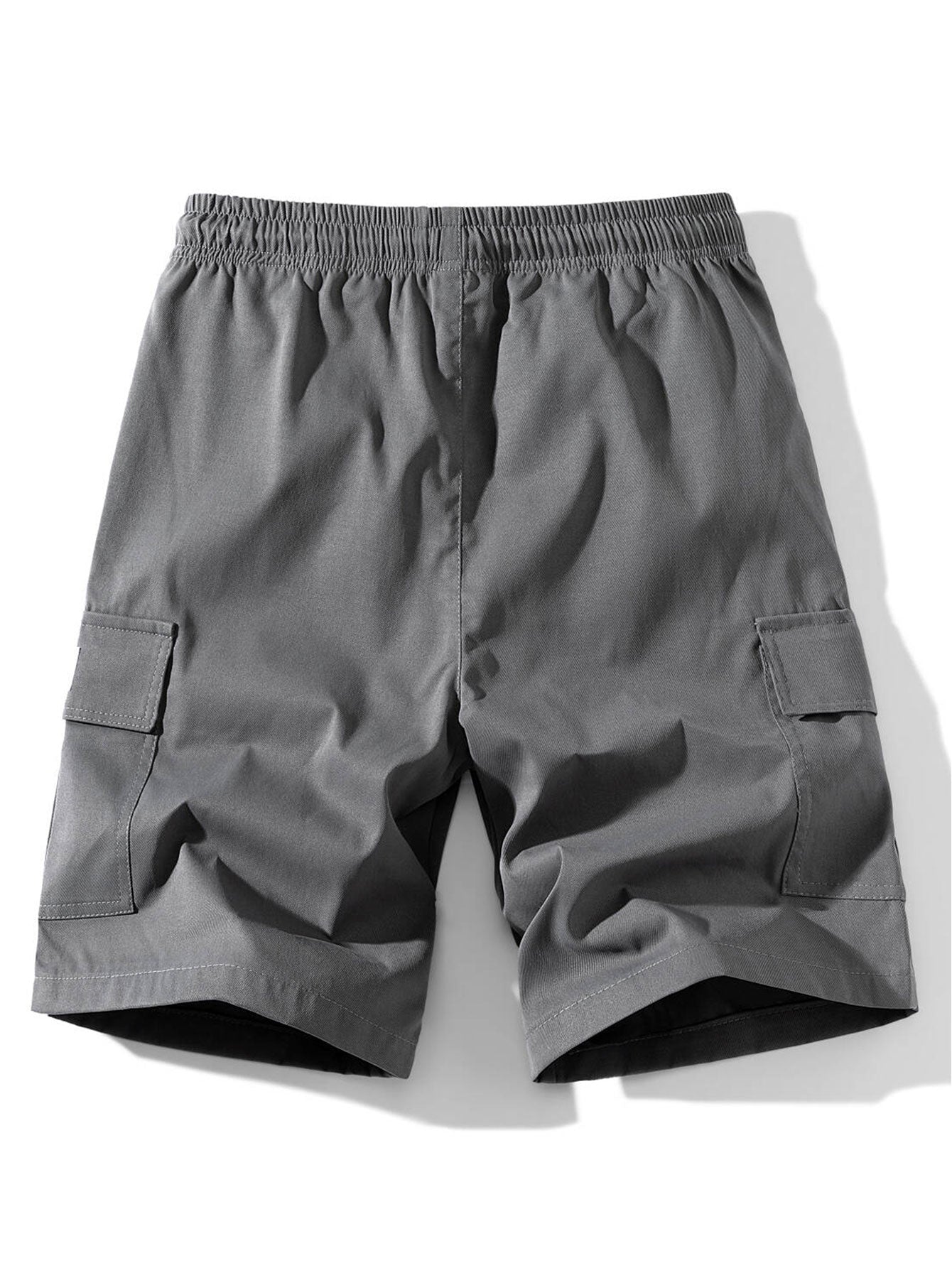 3 Pieces Solid Color Cargo Drawstring Shorts