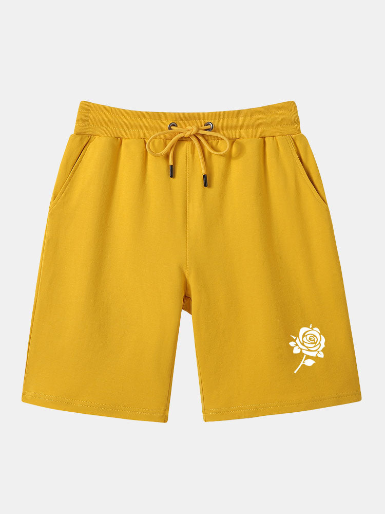 Rose Print Mid Length Shorts
