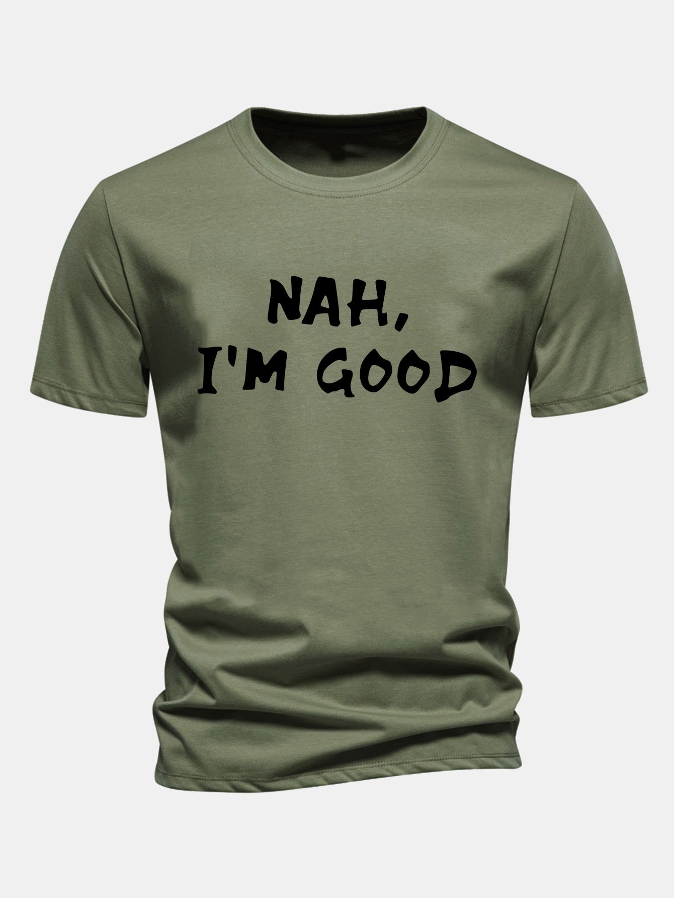 Regular Fit Nah I'm Good Print Cotton T-Shirt