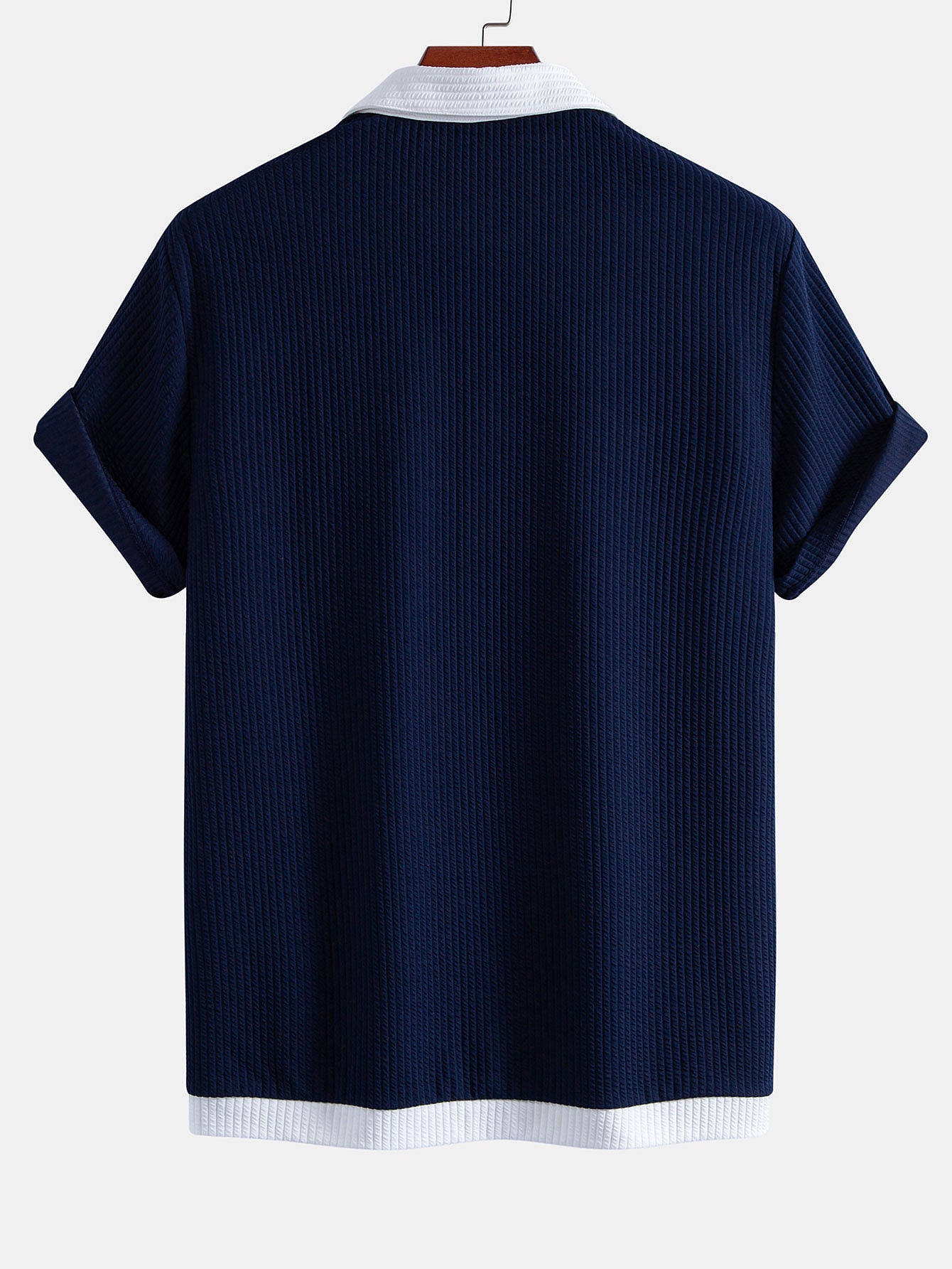 Contrast Ribbed Button Up Shirt
