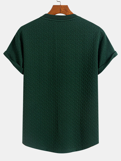 Jacquard Textured Arc Hem T-Shirt