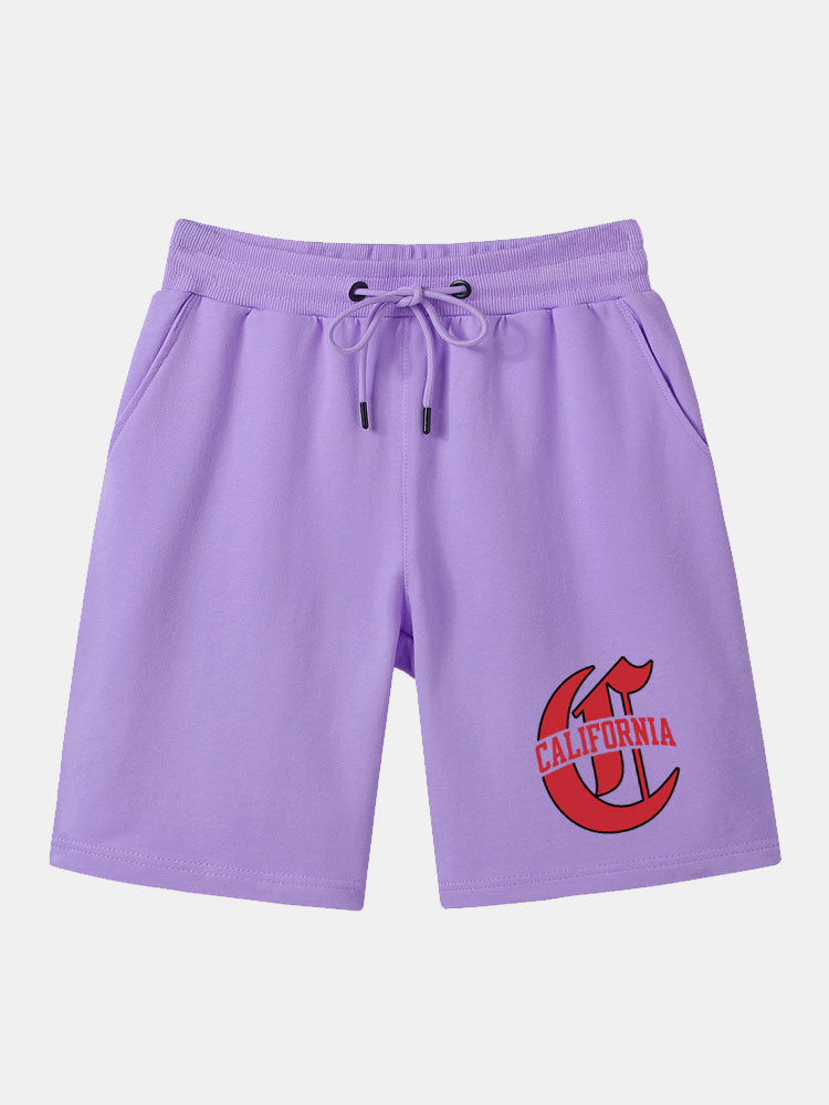 California Print Mid Length Shorts