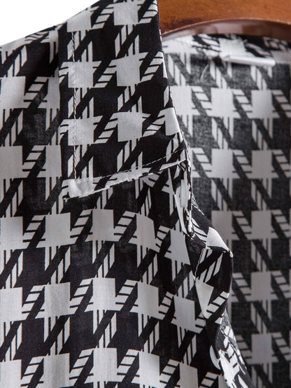Black And White Geometric Print Shirt