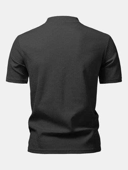 Textured Mock Neck T-Shirt