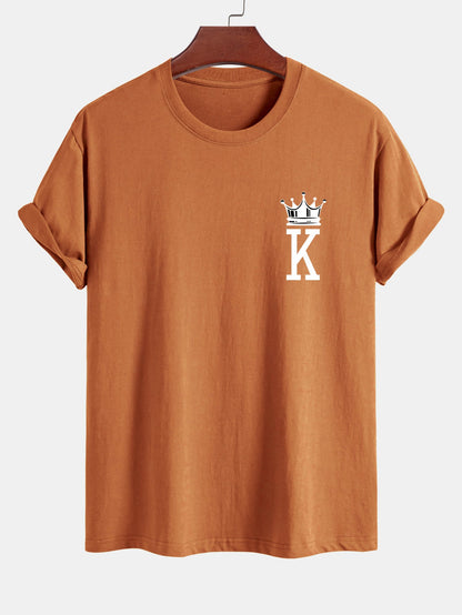 Regular Fit Crown King Print Cotton T-Shirt