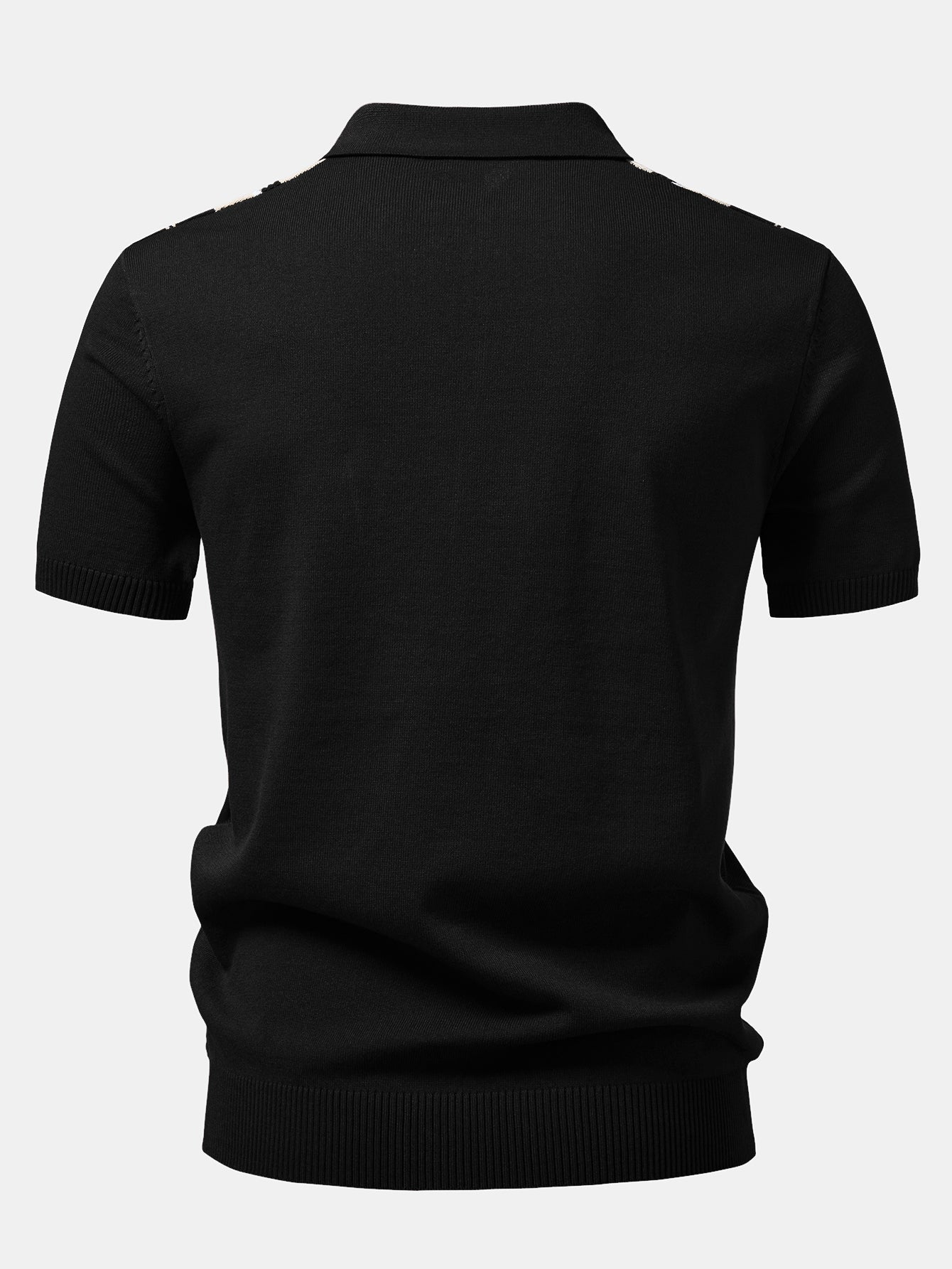 Contrast Striped Geometric zipper Knit Polo