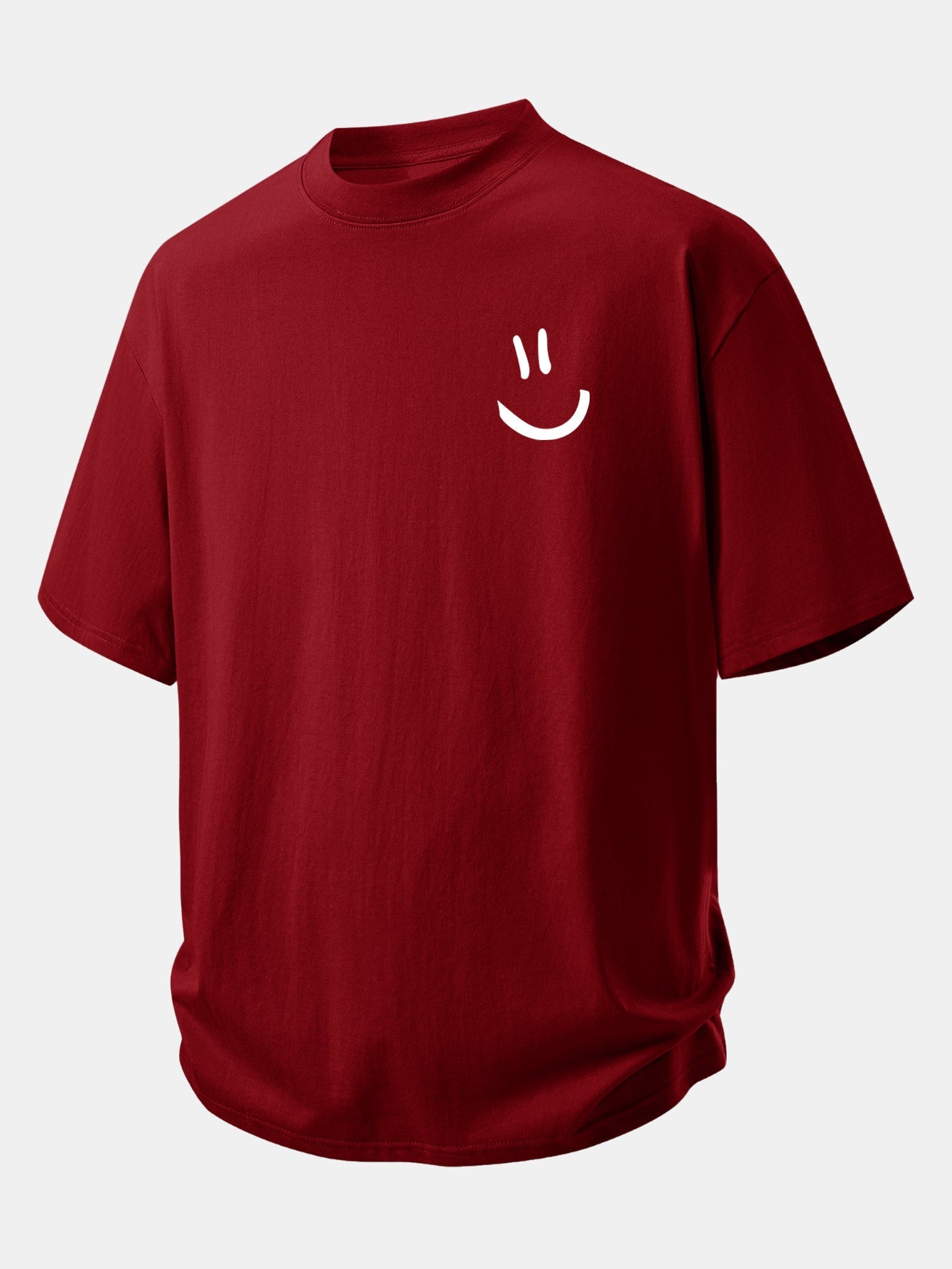 Relax Fit Smiley Face Print Cotton T-Shirt