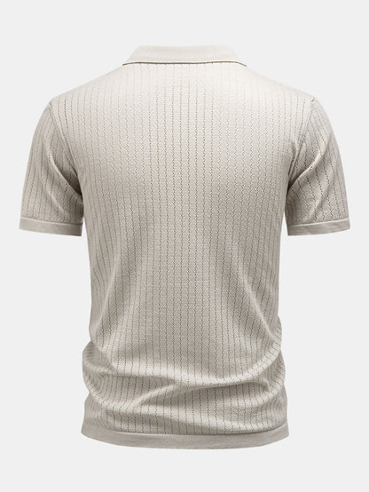 Johnny Collar Open Knit Polo