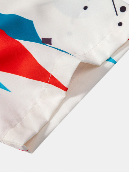 Atomic Geometric Print Button Up Shirt