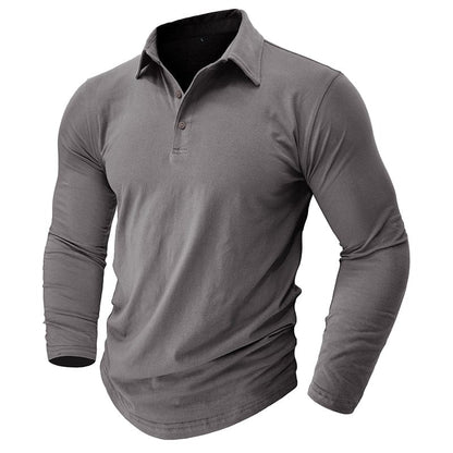 Fitted Long Sleeve Polo For Muscular Build