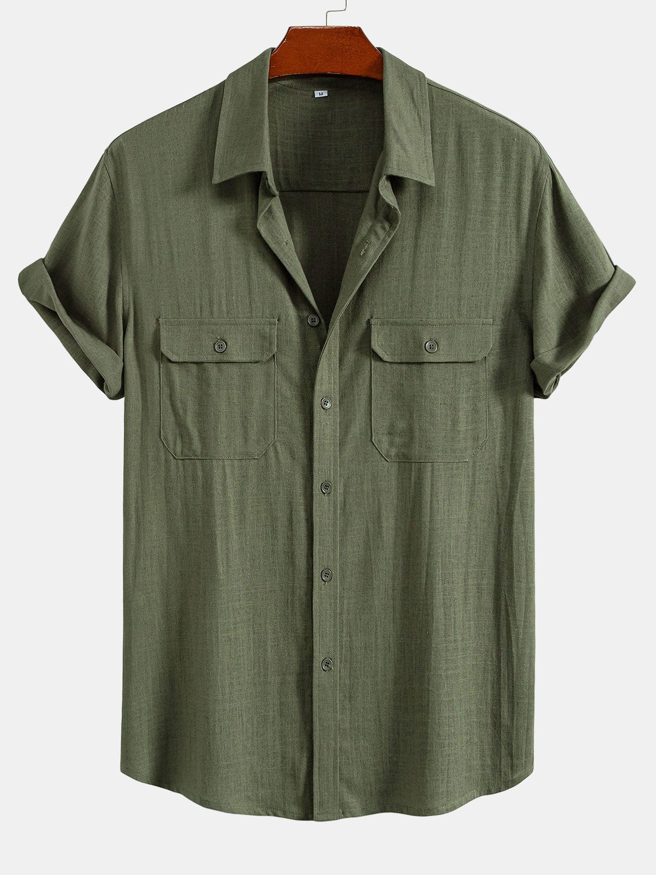 Linen Rayon Blend Pocket Utility Shirt