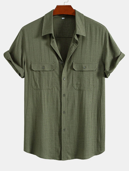 Linen Rayon Blend Pocket Utility Shirt