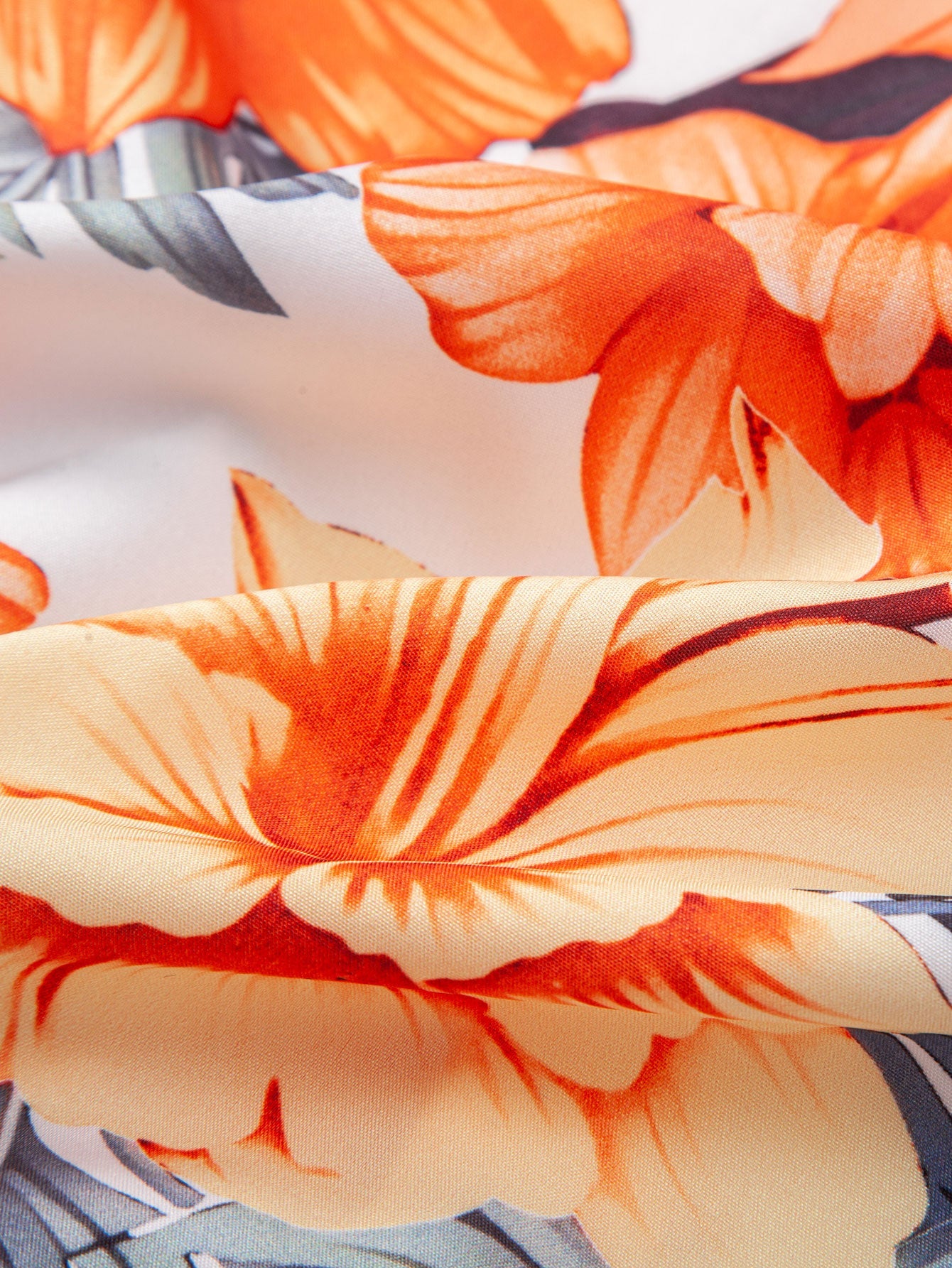 Tropical Flowers Print Button Up Shirt