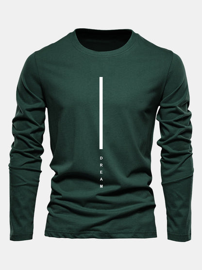 Long Sleeve Dream Stripe Print Cotton T-Shirt