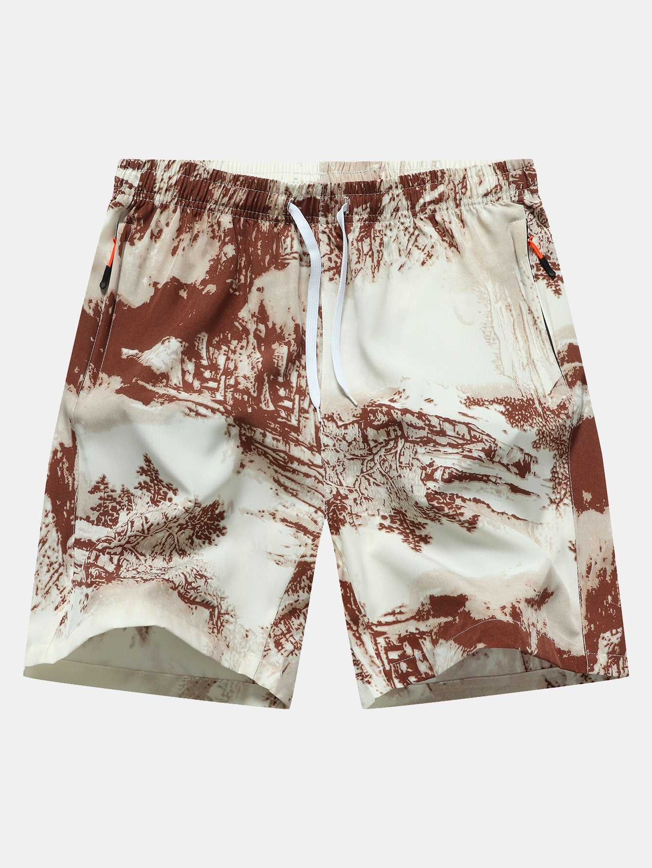 Ink Print Zipper Pocket Shorts