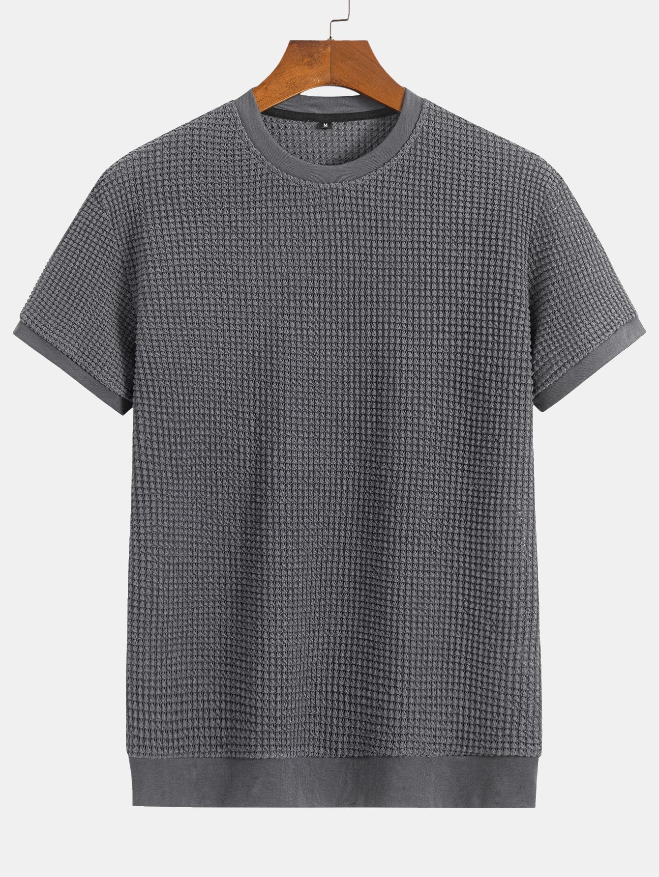 Short Sleeve Waffle Ribbed Hem T-Shirt