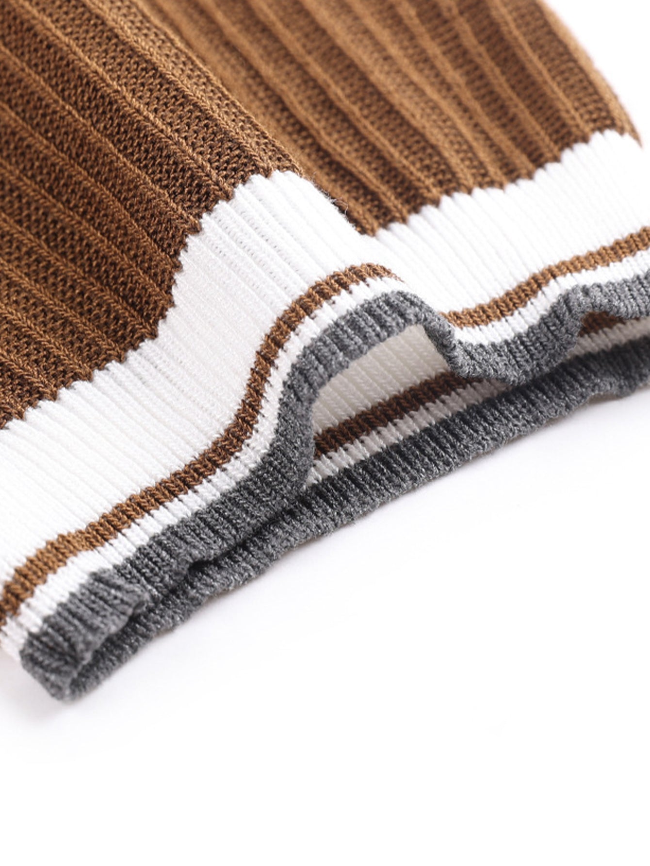 Textured Contrast Crew Neck Knit T-Shirt