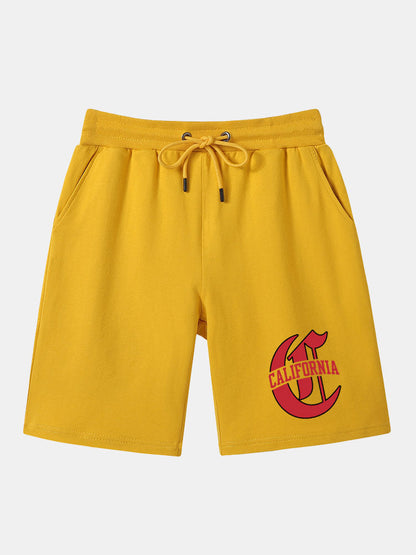 California Print Mid Length Shorts