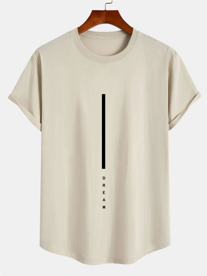 Dream Stripe Print Cotton Arc Hem T-Shirt