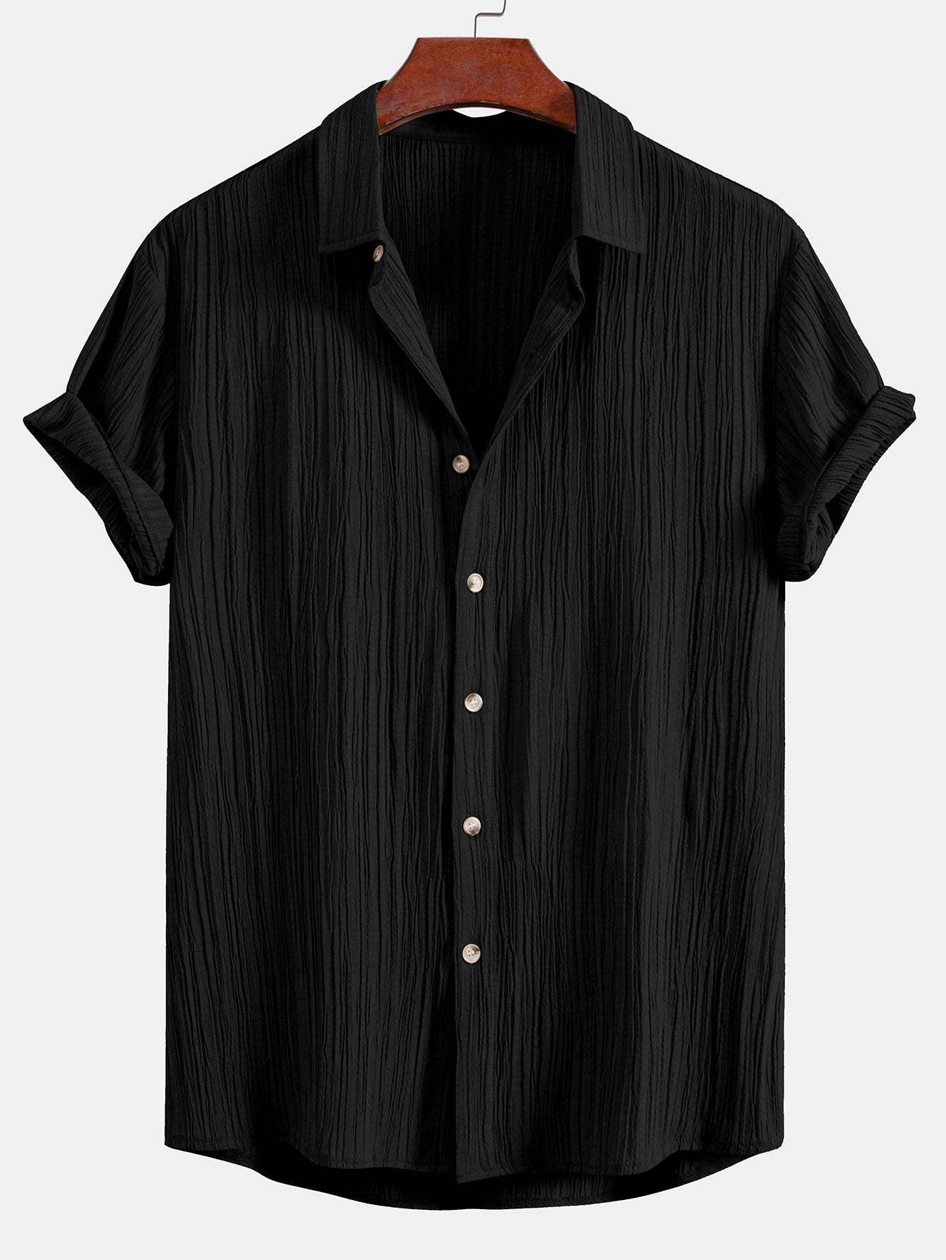 Crinkled Textured Button Up Shirt